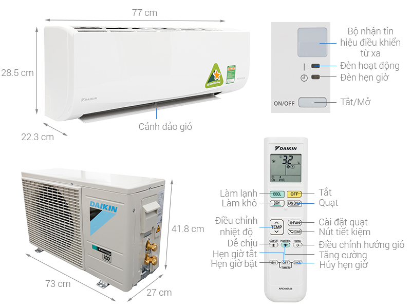 Máy lạnh 2 chiều Daikin Inverter 1.0 HP FTHF25RAVMV