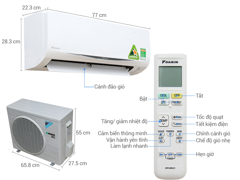 Máy lạnh Dakin Inverter nội địa Nhật Bản 1.5HP